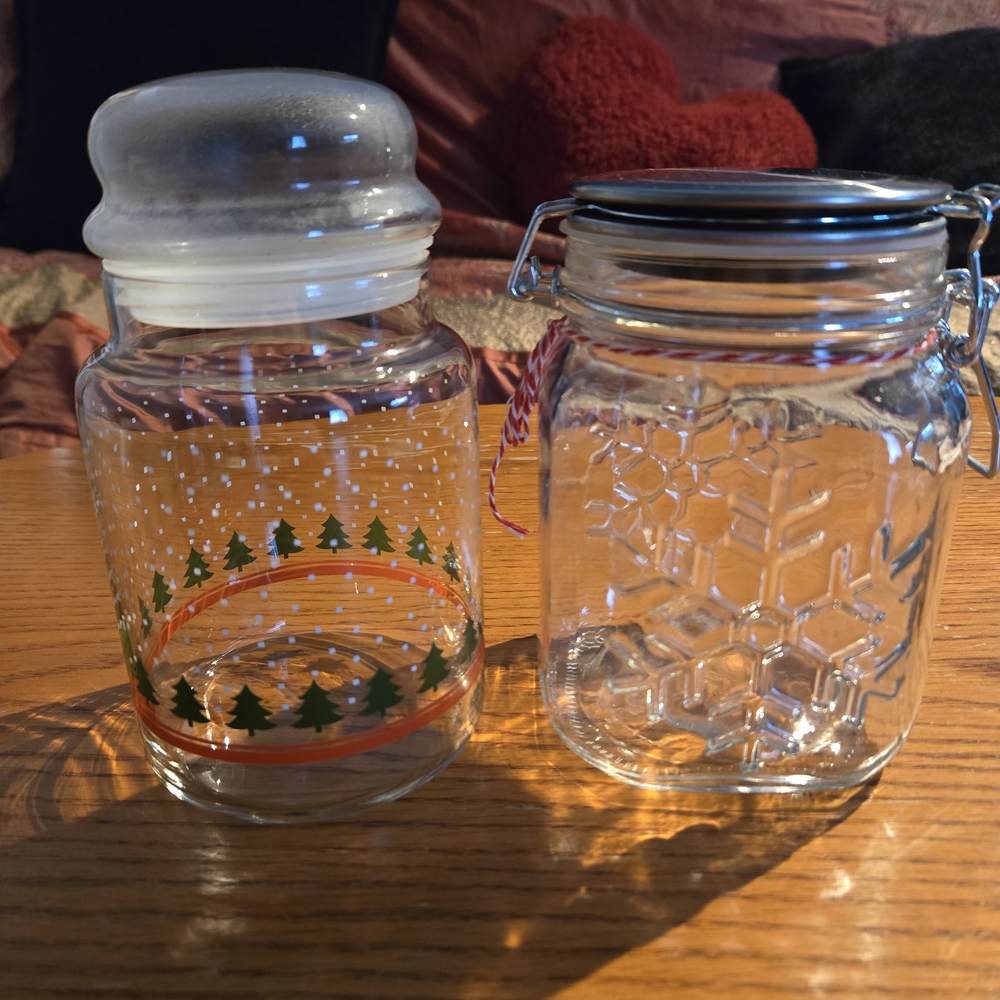 Festive Glass Jars with Holiday Designs